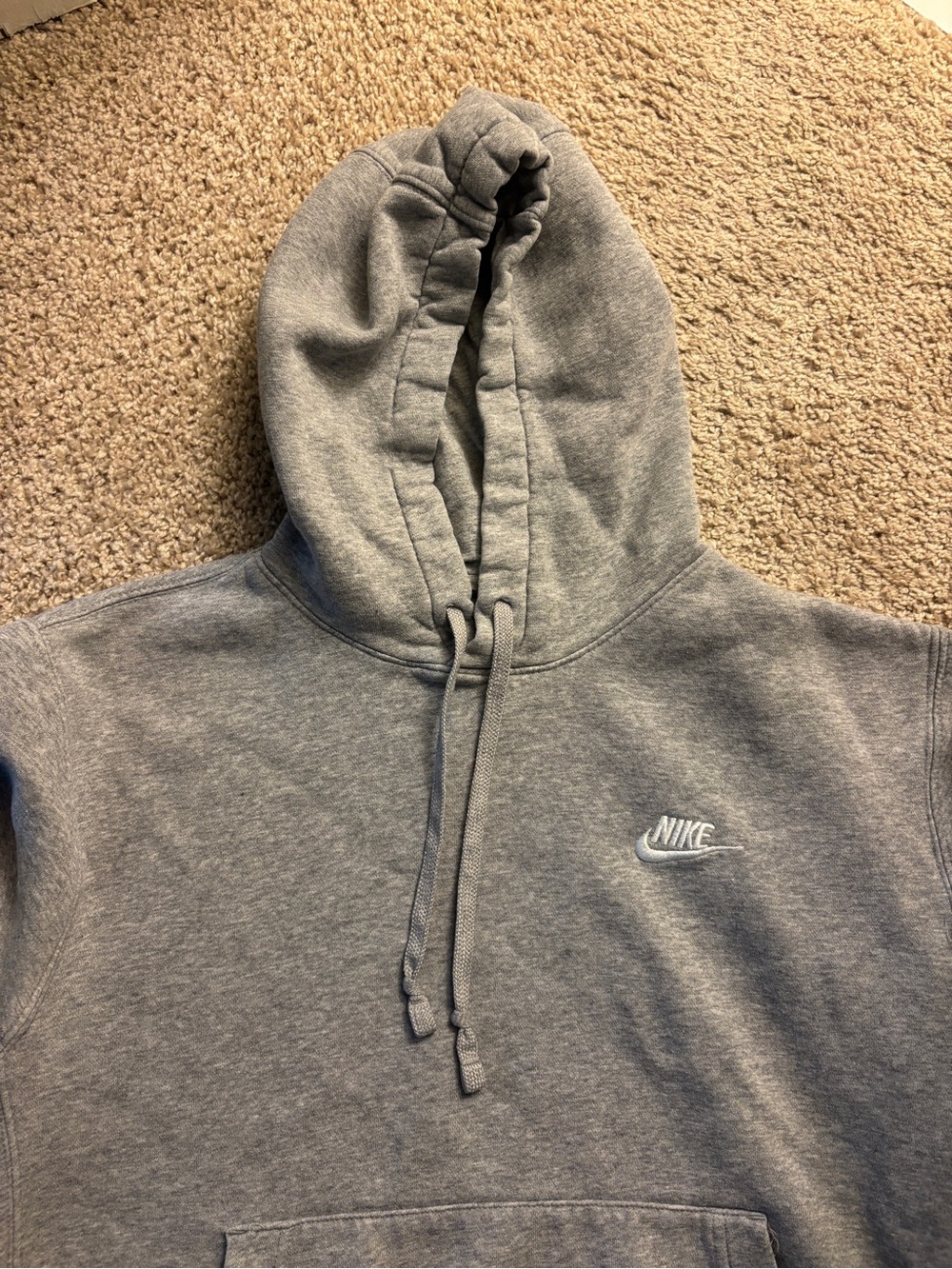 Nike Gray Crewneck Hoodie with Embroidered Swoosh